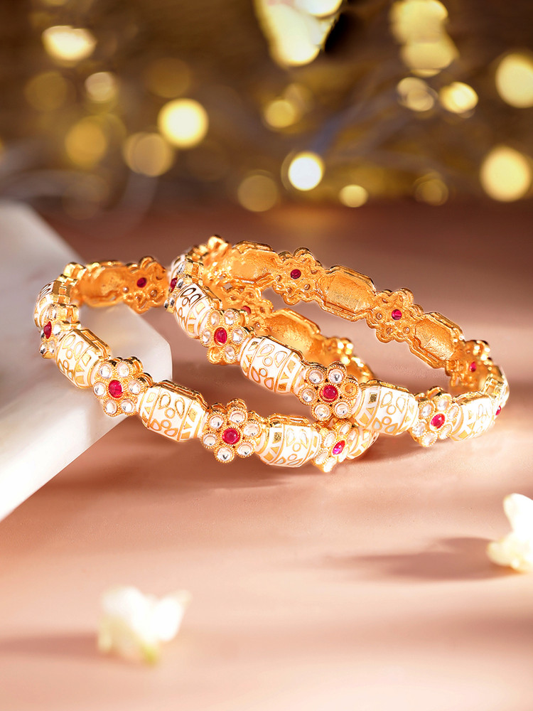 RUBANS Brass Gold plated Bangle Set Price in India Buy RUBANS
