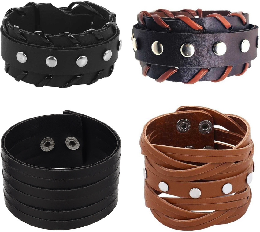6Mm Round Double Braided Leather Cuff Bracelet  PropShop24