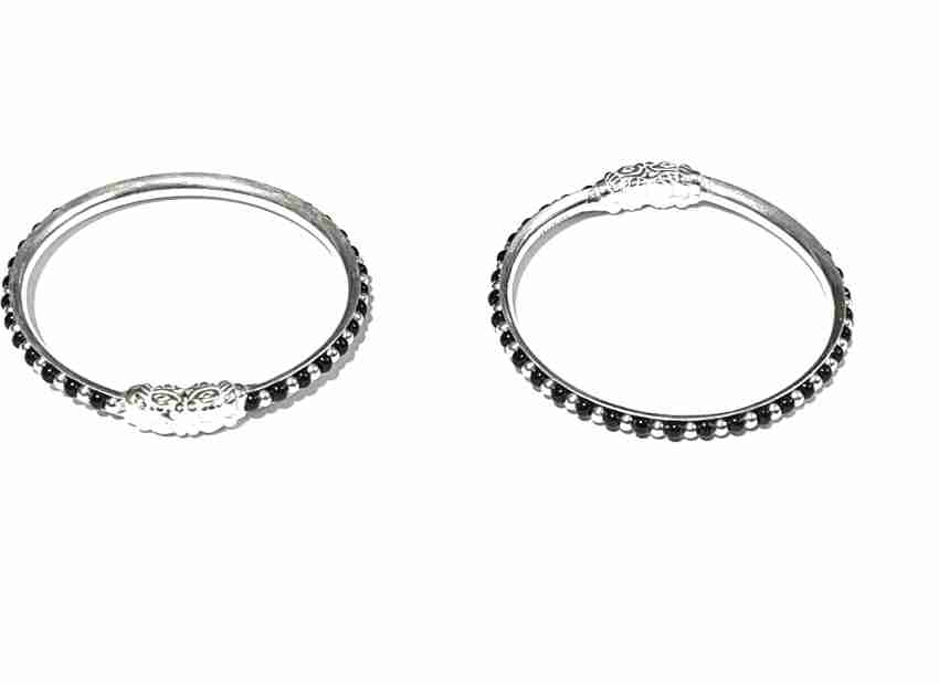 Silver bangles deals with black beads