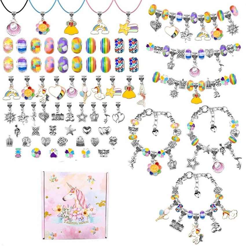 130 Pieces Charm Bracelet Making Kit Including Jewelry Beads Snake Chain,  DIY Craft for Girls