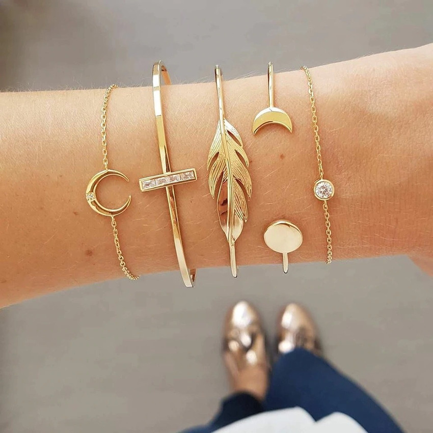 Gold bracelet set on sale