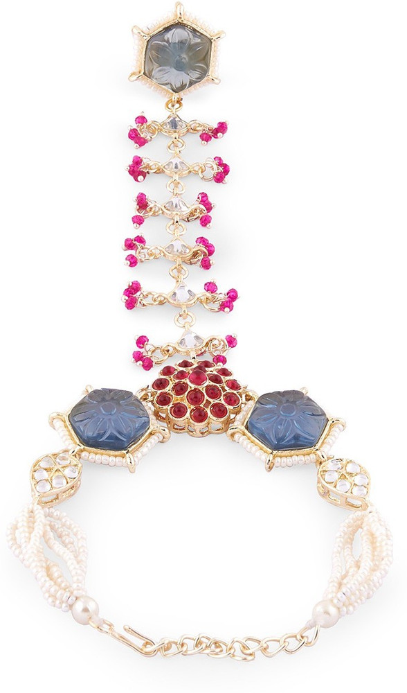 ZAVERI PEARLS Stone Pearl Gold plated Ring Bracelet Price in India