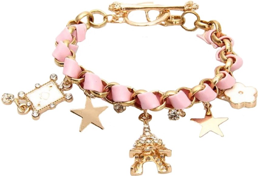 Vembley Fashion Flower Rose Gold Plated Crystal Bracelet for Girls