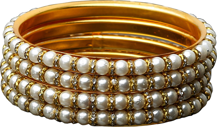ZINEKA Metal Pearl Gold plated Bangle Set Price in India Buy ZINEKA Metal Pearl Gold plated Bangle Set Online at Best Prices in India Flipkart