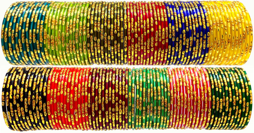 Multicolor glass 2025 bangles set