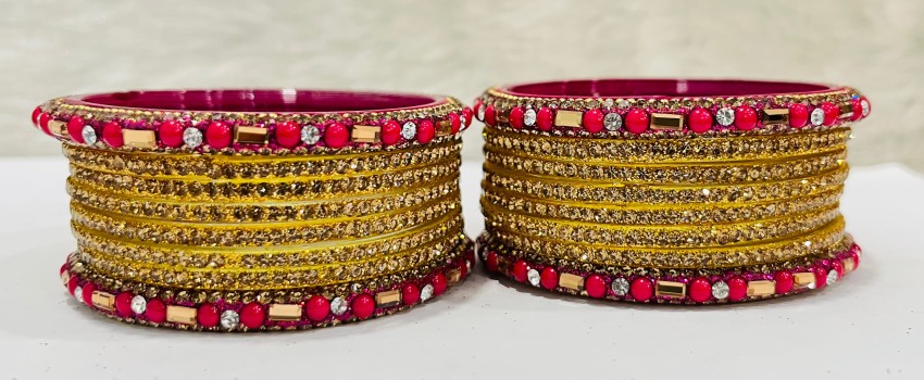 Delicate Light Weight Ruby Stones Gold Kangan Design Authentic Imitation  Jewellery B24008