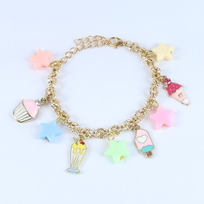 Gold Fish Charm Bracelet for Kids with Black Beads  Prash Fine Jewellery