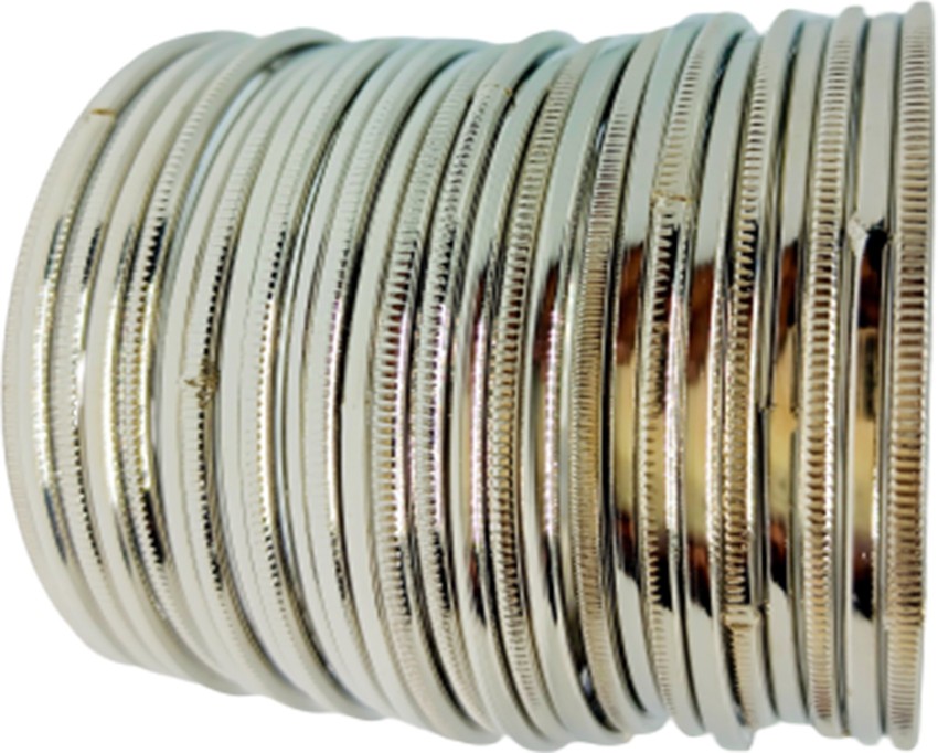 Plain silver metal on sale bangles