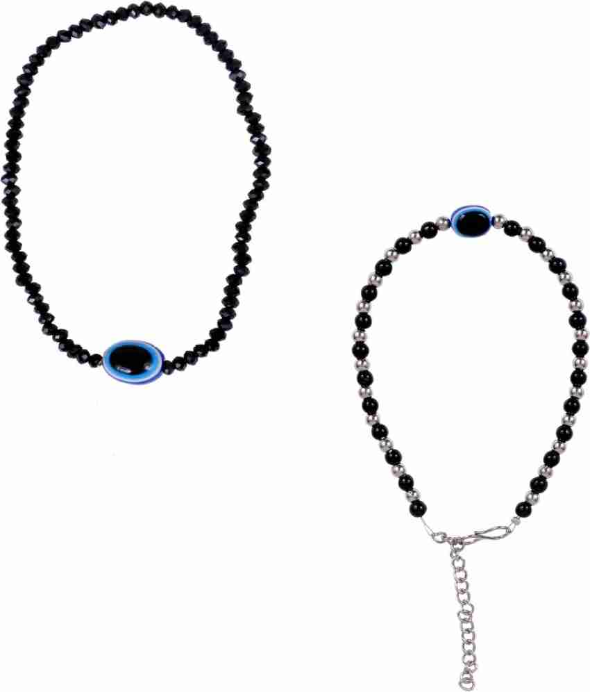 DENICRAAS Evil Eye Bracelet, Black Evil Eye with Black Beads for Good Luck  and Prosperity, Nazariya