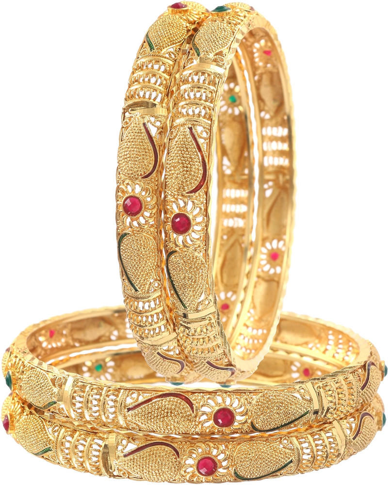 Jewar Mandi Brass Cubic Zirconia Gold plated Bangle Set Price in India Buy Jewar Mandi Brass Cubic Zirconia Gold plated Bangle Set Online at Best Prices in India Flipkart