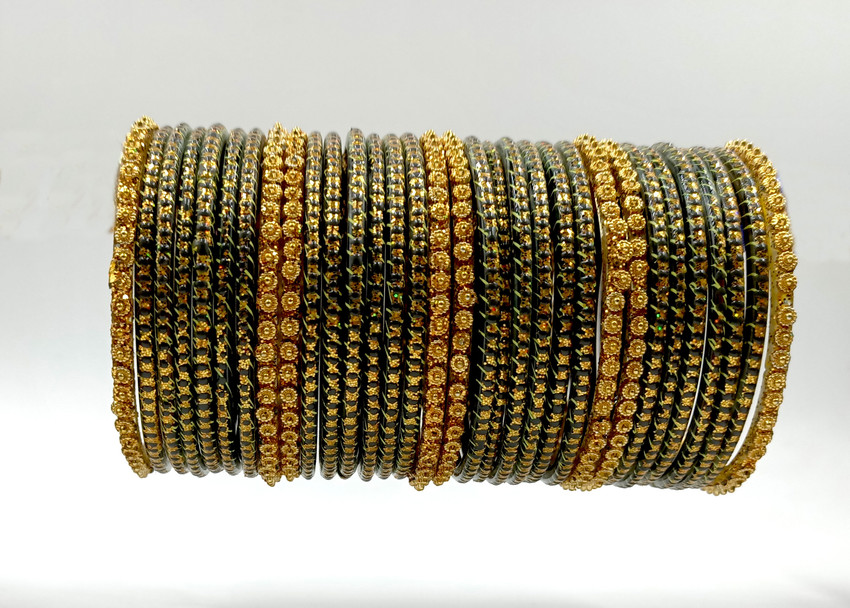 Golden colour glass bangles on sale