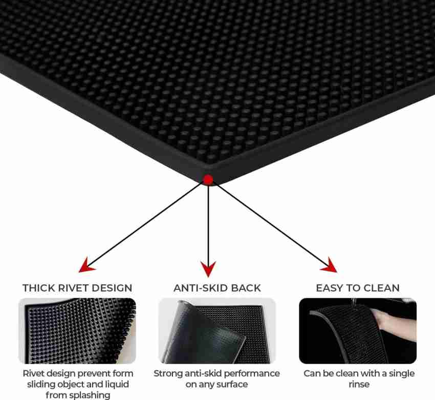 THW PVC Rubber Bar Service Mat Spill Mat for Counter Top, Non Slip - 18 x  12