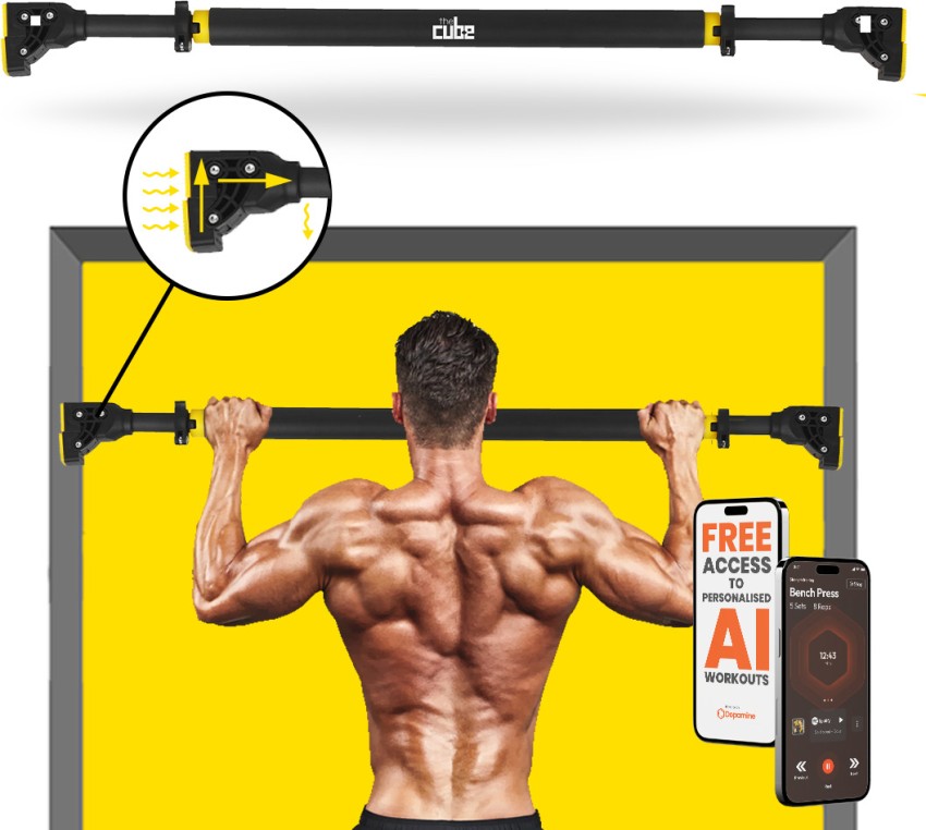 HERO FIT Pull Up Bar at Home Gym for Door & Wall without Screw, 300 Kg