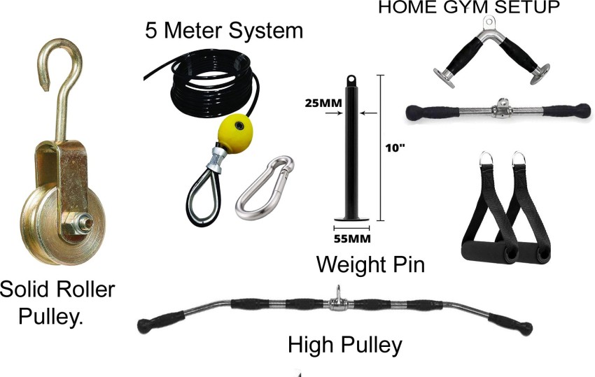 Hashtag FItness 7in1 wall mount pull up bar for home latpull Down Cable  Machine Attachment,360 degree gym pulley for bicep tricep exercise gym  equipment set for home workout - Hashtag Fitness 