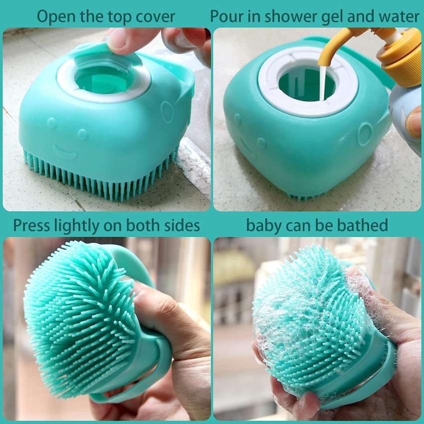 Soft Silicone Body Bath Brush with Shower Gel Dispenser