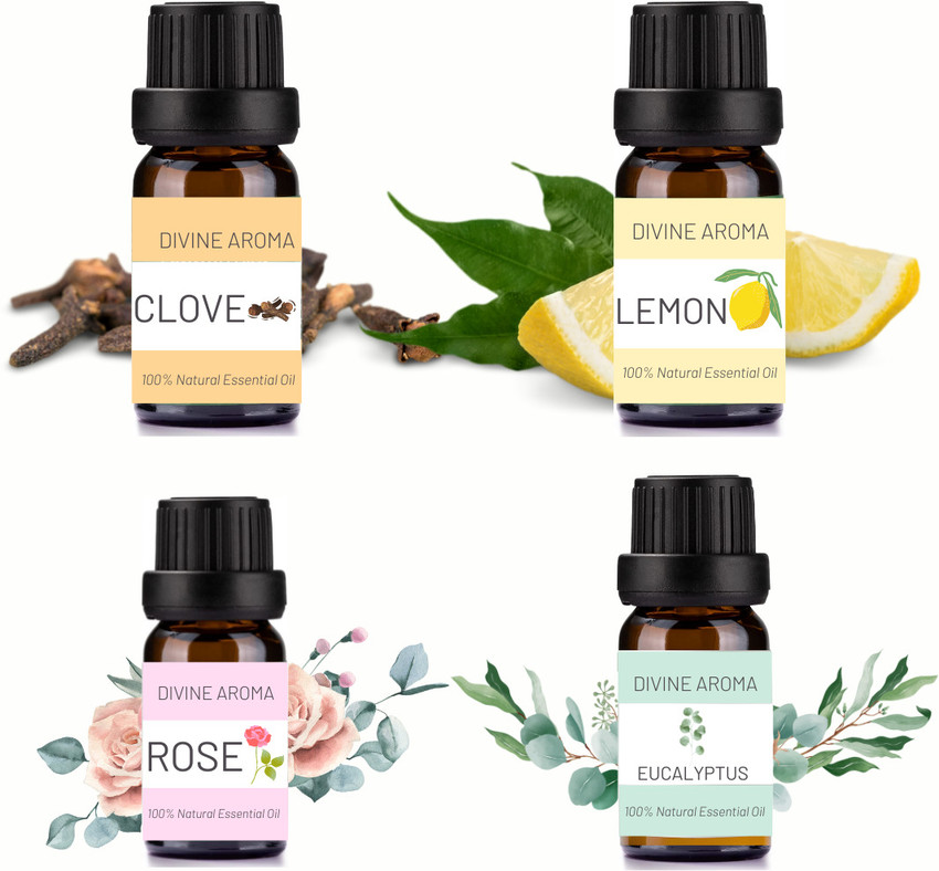 Divine Aroma Smell Training Kit Clove Lemon Rose Eucalyptus 100