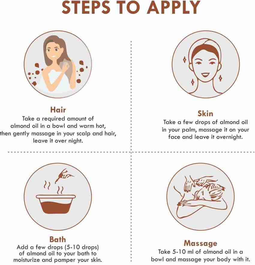 Sista Organic Cold Pressed Almond Oil for Face Skin Hair Growth