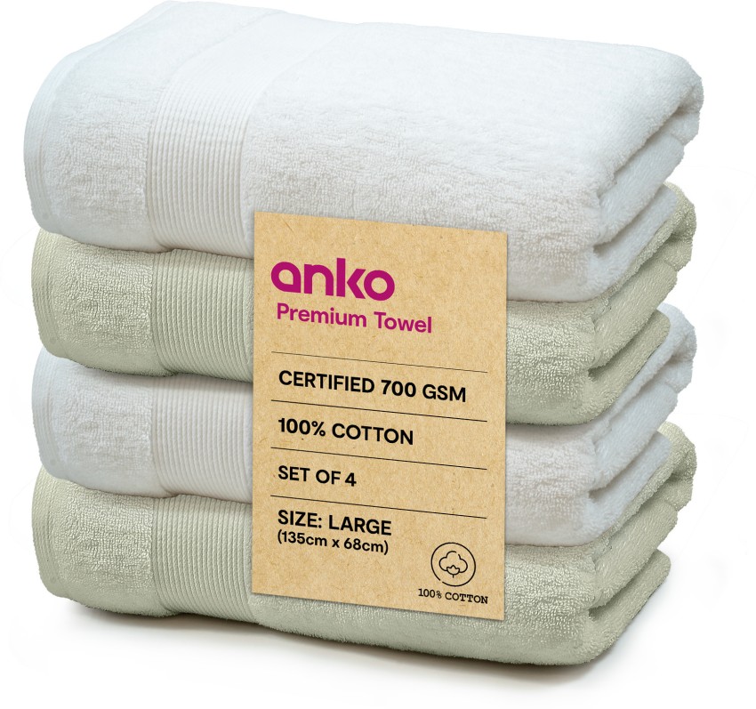 anko Cotton 700 GSM Australian 100 Cotton White And Moss Green