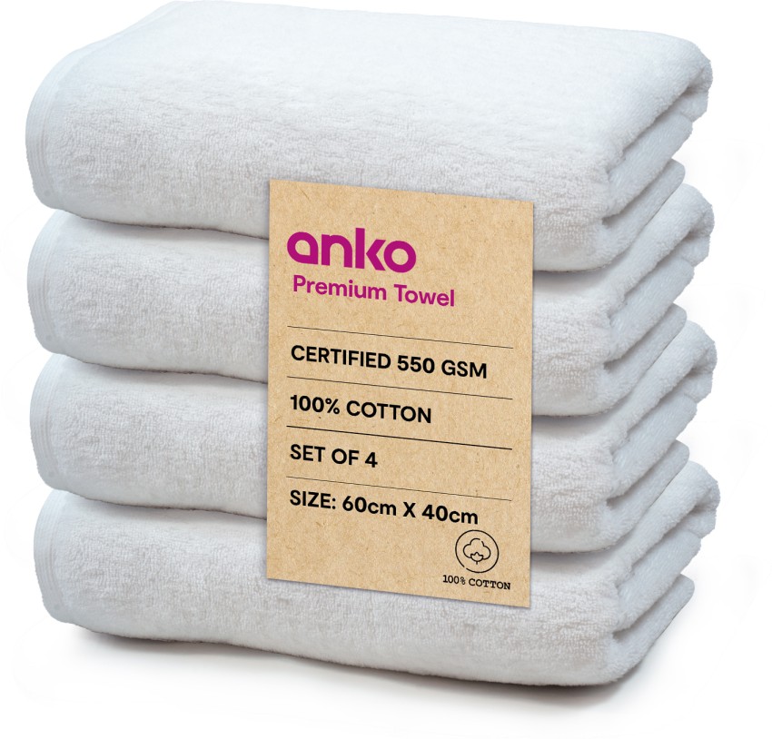 anko Cotton 550 GSM Malmo 100 Cotton White 60 x 40 cm Hand