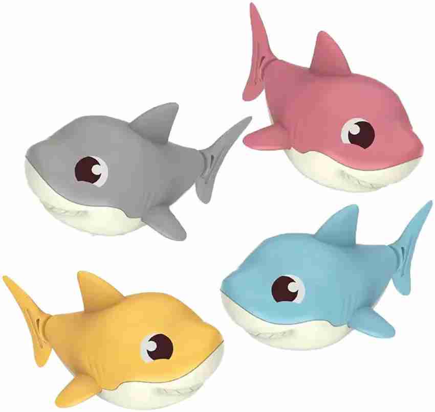 BIGWHEEL 4 Pcs Swimming Shark Bath Toy For Babies Bathtub Water Floating Toy for Toddlers Bath Toy 4 Pcs Swimming Shark Bath Toy For Babies Bathtub Water Floating Toy for Toddlers