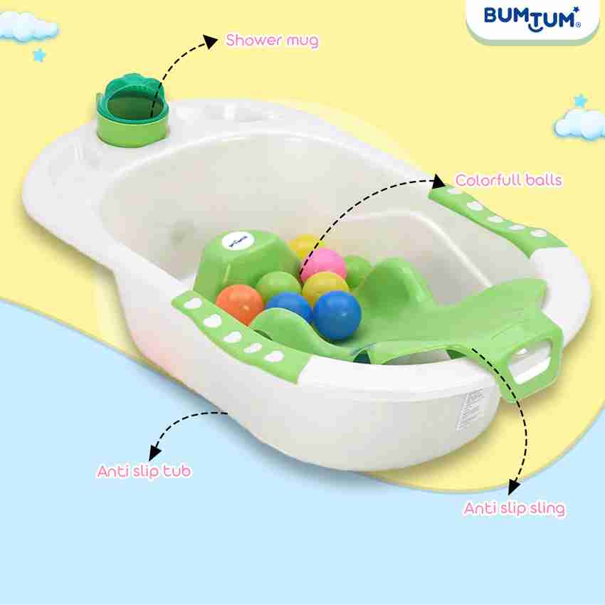 BUMTUM Baby Bath Tub With Seat Sling Floating Balls Bathing Mug Anti Slip Bathtub Price in India Buy BUMTUM Baby Bath Tub With Seat Sling Floating Balls Bathing Mug