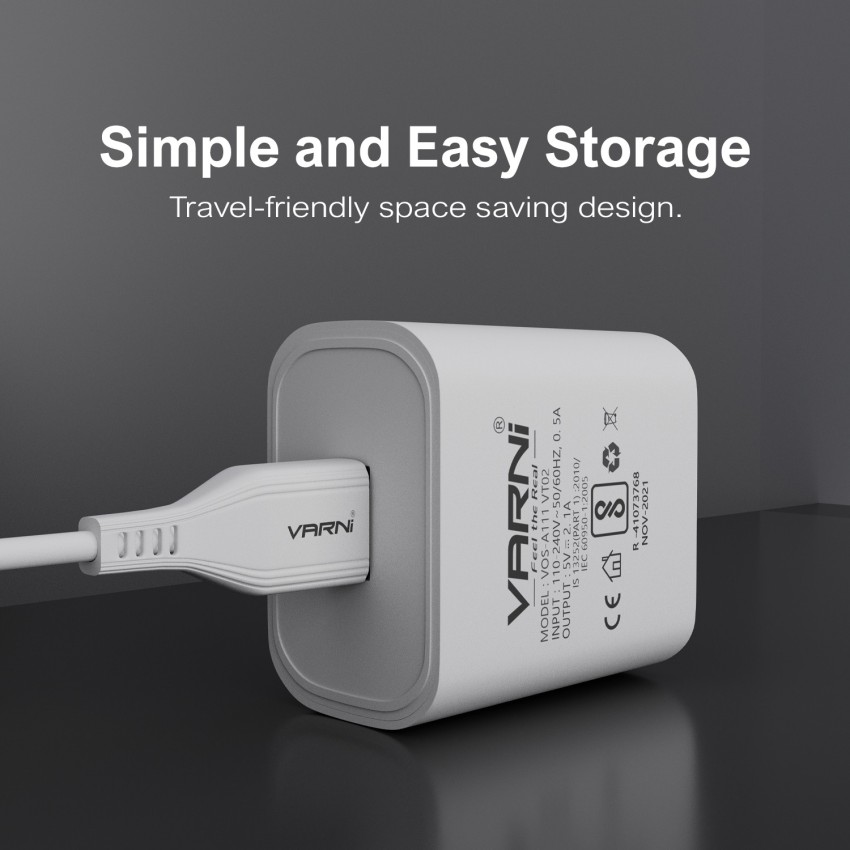 Varni 2.1 A Multiport Mobile Charger with Detachable Cable - Varni