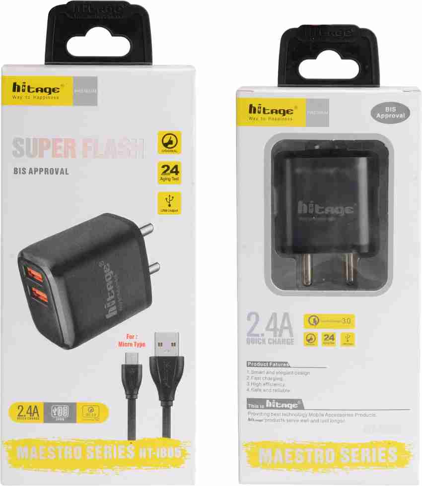 Hitage 2.4 A Multiport Mobile Charger with Detachable Cable - Hitage 
