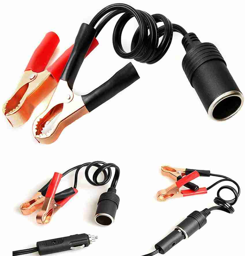 Car battery charger extension outlet cable