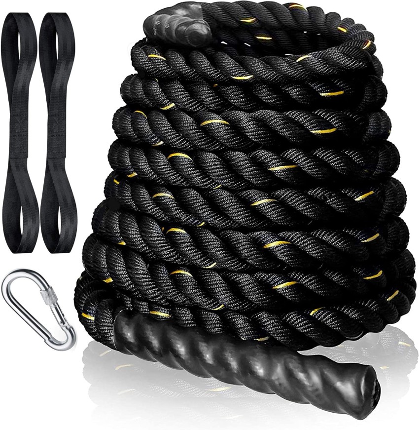 Hashtag Fitness Battle Rope for Gym Heavy Battle Rope for Strength Training  Home Fitness Exercise Rope,D Anchor Strap Included - Hashtag Fitness :  Online gym equipments for home