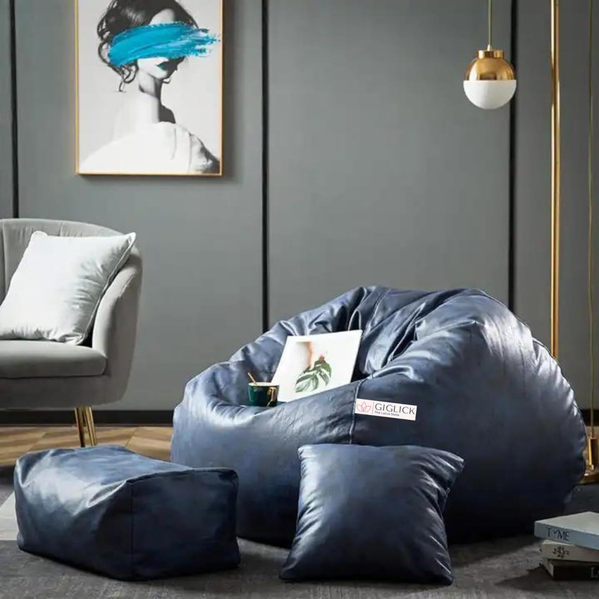 GIGLICK 5XL Premium Imported Soft Vegan Leather Bean Bag with Rectangular Footrest Cushion Bean Bag Chair With Bean Filling Price in India Buy GIGLICK 5XL Premium Imported Soft Vegan Leather