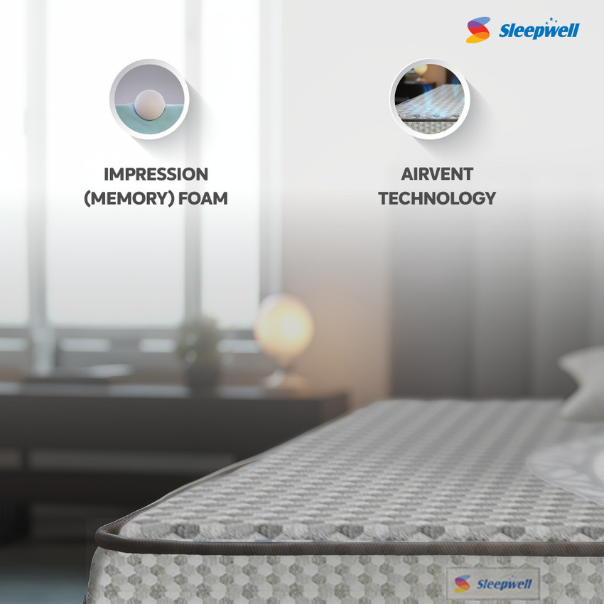 Sleepwell Ortho PRO Profiled Foam Airvent Cool Gel Technology with Impressions Memory Foam 8 inch King PU Foam Mattress Price in India Buy Sleepwell Ortho PRO Profiled Foam Airvent Cool Gel Technology...