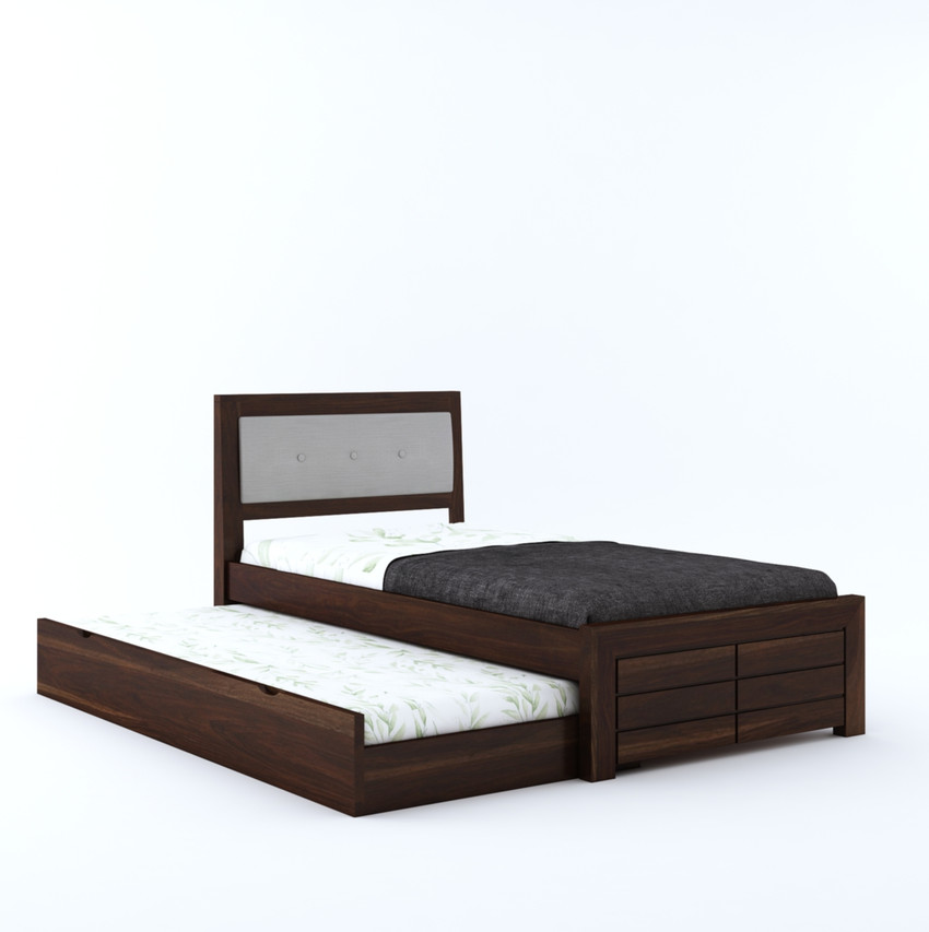 WOODSTAGE Sheesham Wood Single Size Euro Trundle Bed with 1 Extra Pullout Wooden Bed Solid Wood Single Bed Price in India Buy WOODSTAGE Sheesham Wood Single Size Euro Trundle Bed with