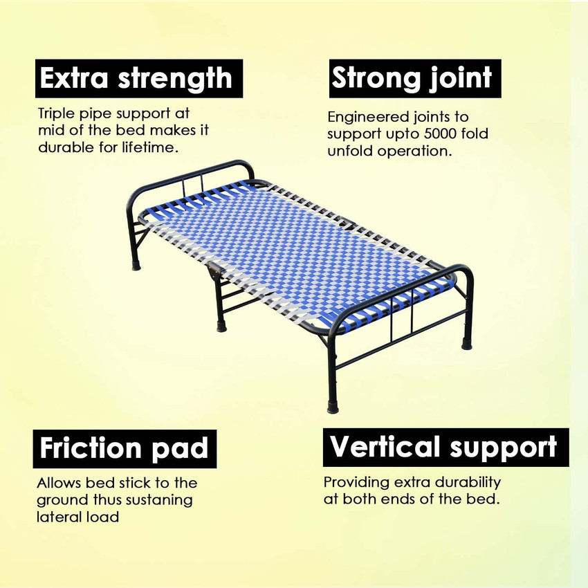 Lampoc Foldable Bed Frame Portable Single Bed of Iron Charpai