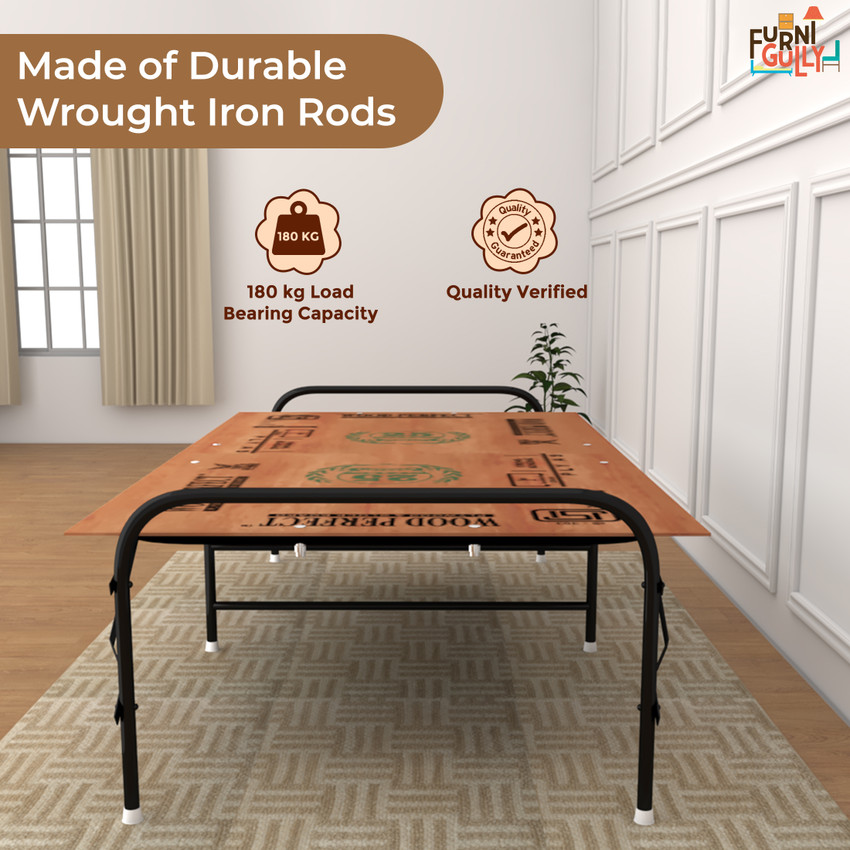 FurniGully Bharat Folding Cot Plywood Foldable Bed Single Home Cum