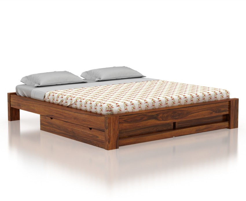 Wooden bed store without headboard