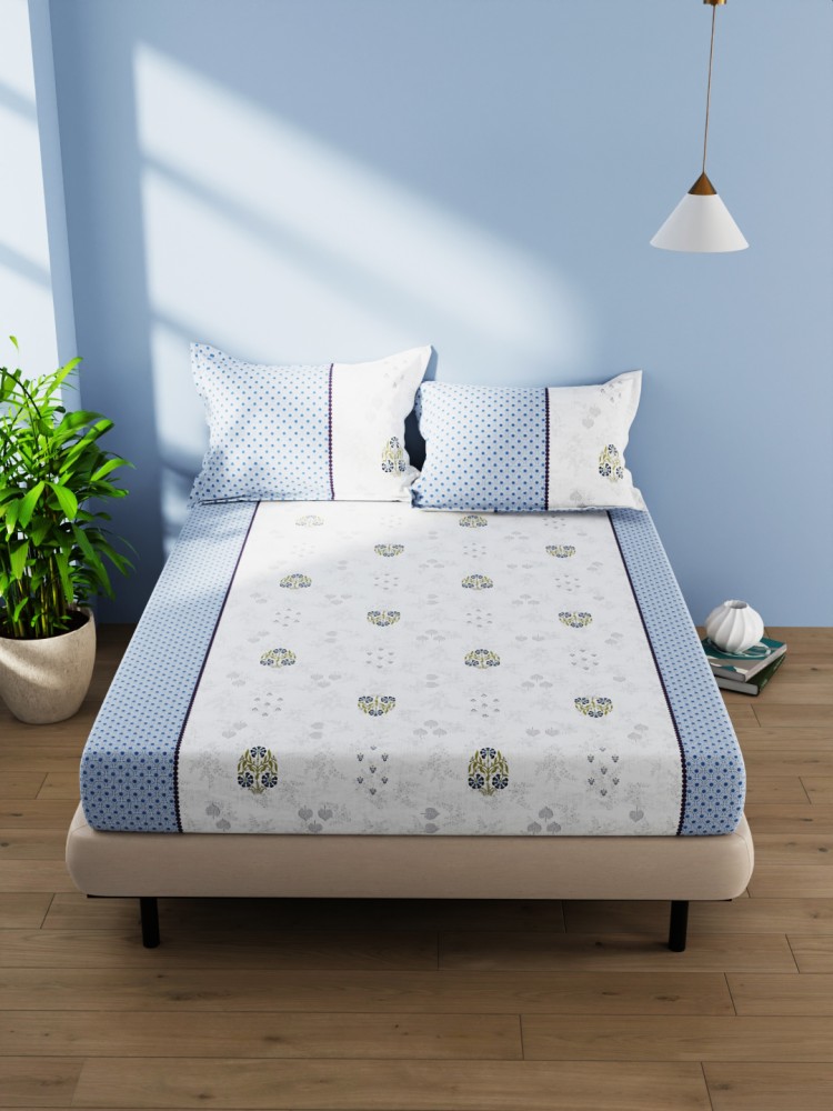 Bianco 144 Floral outlets 100% Cotton Double Bedsheet