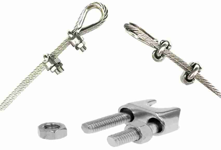 CTSC Wire Rope Clamp 3/8 inch 3 Pack Zinc Plated - Wire Rope Clip - Wire  Cable Clamps (silver)