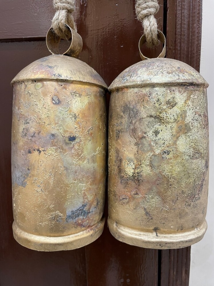 Handmade Vintage Rustic Lucky Cone-Cylinder Tin Cow Bells with