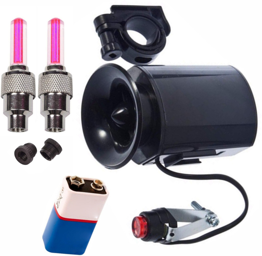 DSTECHBAR Cycle Horn With Wheel Valve Light Bell 100db Sound with