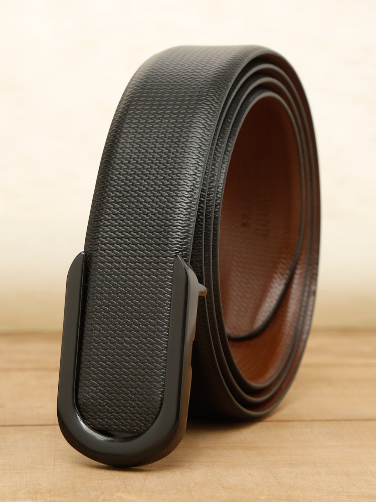 Teakwood Leathers Men Formal Black Genuine Leather Belt Black