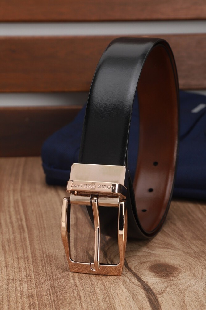LOUIS PHILIPPE Men Black Genuine Leather Belt Black - Price in India