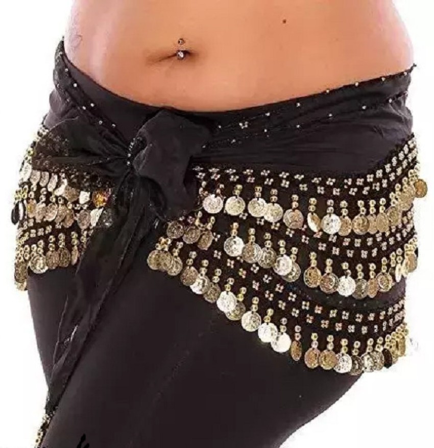 Women Belly Dance Belt Waist Metal Crystal Coin Tassel Body Chain