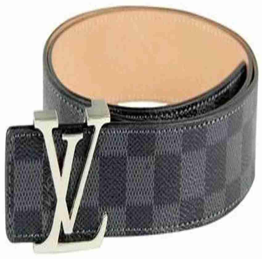 Louis Vuitton Black & Gray Monogram Canvas Natural Leather Belt