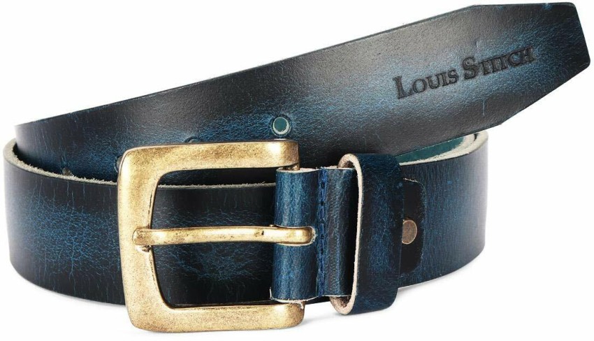 Louis Stitch Men Casual Blue Genuine Leather Belt
