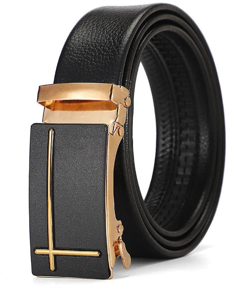 Nexbelt Men Black Artificial Leather Belt GOLD1 Price in India Flipkart