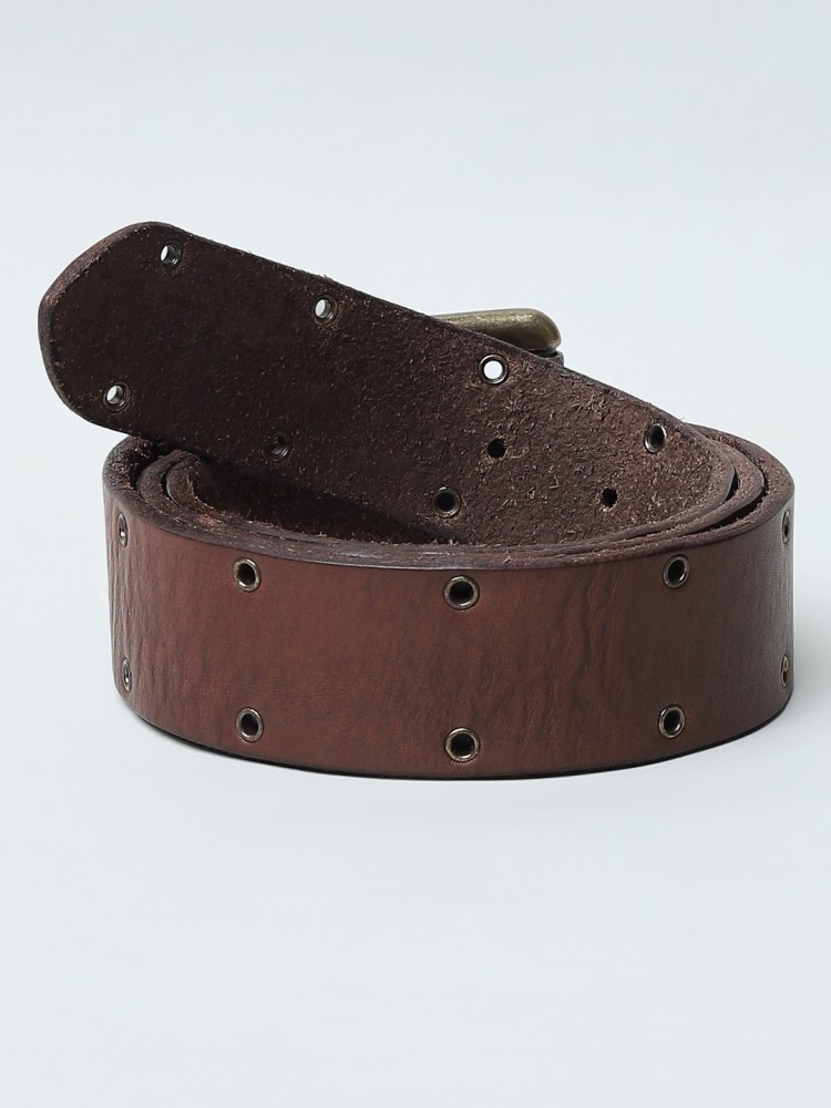 JACK & JONES Men Brown Genuine Leather Belt Brown Stone - Price in