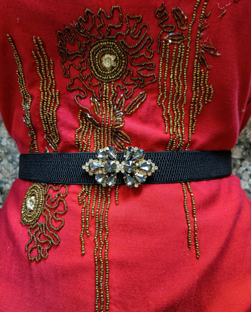 Black fabric belt for dress sales