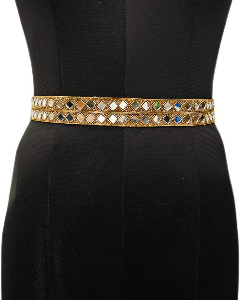 clothio Women Casual Gold Fabric Belt Gold Price in India
