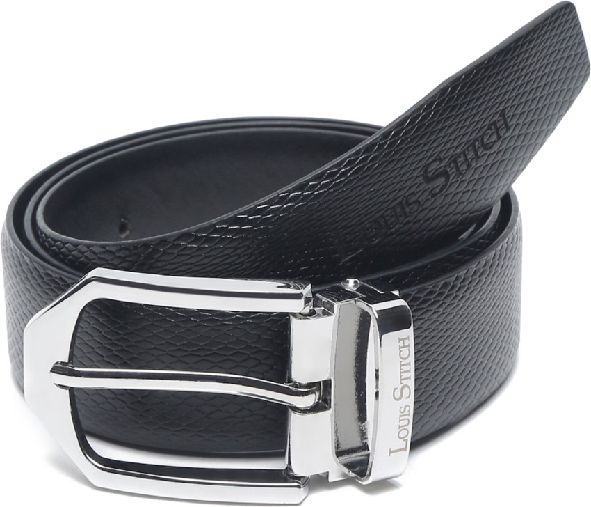 LOUIS STITCH Men Formal Black Genuine Leather Reversible Belt SL Chrome -  Price in India