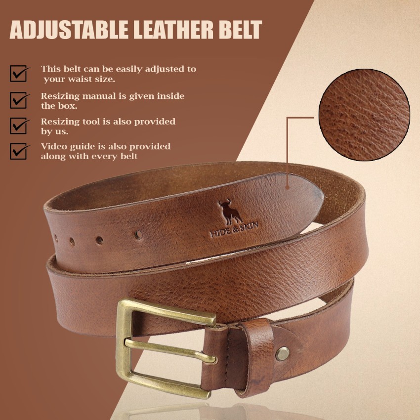 HIDE & SKIN Top Grain Genuine Leather Handmade, Cowboy Belt for Men, 46  inches length